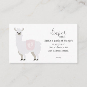 Cute Pink Llama Diaper Raffle Ticket Baby Shower Enclosure Card