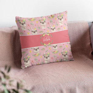 Cute Pink Llama Pattern for Little Girls Cotton Cushion