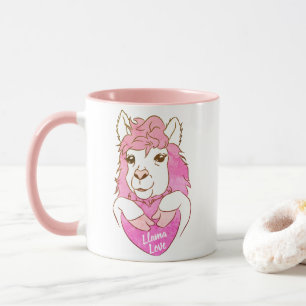 Cute Pink Llama Sketch Llama Love Mug
