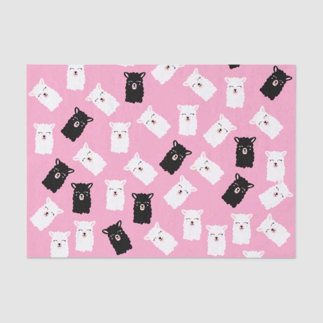 Cute Pink Llama Tissue Paper (Front)