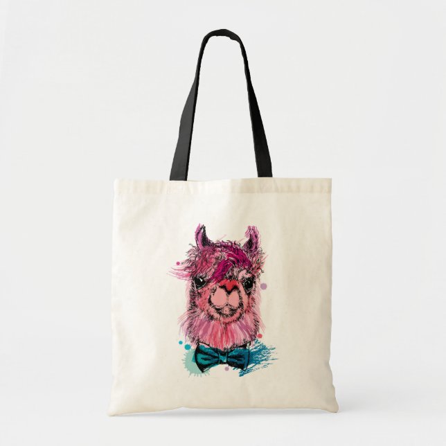 Cute Pink Llama Tote Bag (Front)