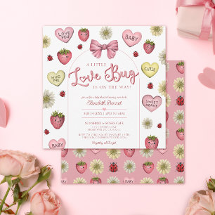 Cute Pink Love Bug Valentine's Day Baby Shower  Invitation