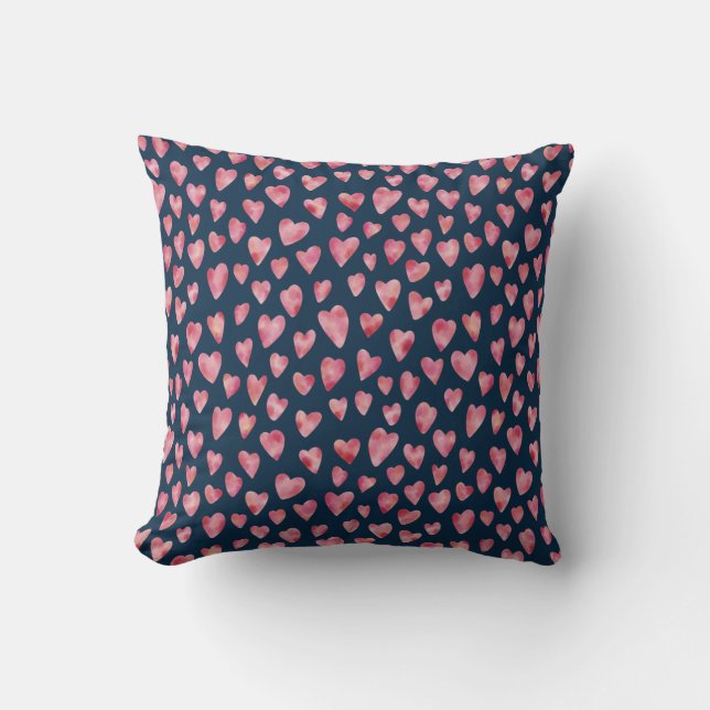 Cute pink Love Heart pattern Cushion (Front)
