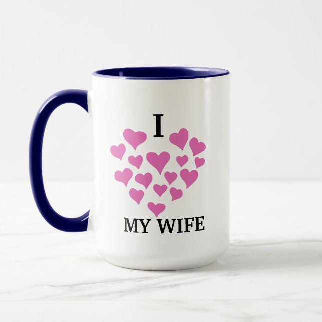 Cute Pink Love Hearts Mug, Girlfriend / Wife Gift Mug (Left)