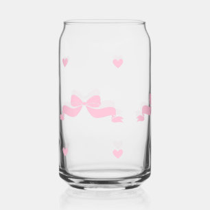 Cute pink love ribbon can glass
