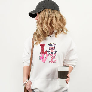 Cute Pink Love Yoga Cow   Hoodie