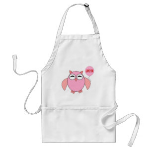 Cute Pink Love You Owl Cooking Apron