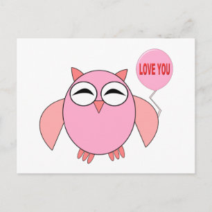 Cute Pink Love You Owl Postcard