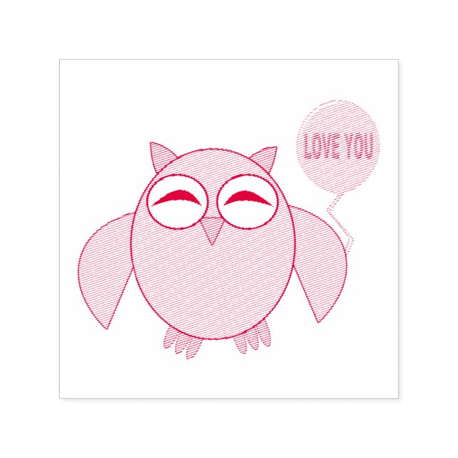 Cute Pink Love You Owl Self Inking Stamp (Design)
