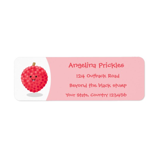 Cute pink lychee cartoon illustration (Front)