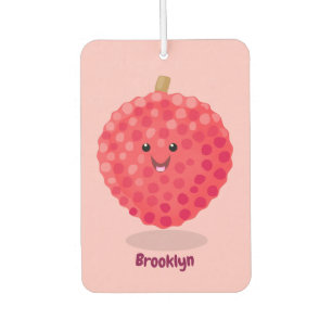 Cute pink lychee cartoon illustration car air freshener