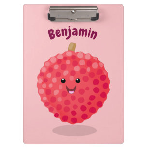 Cute pink lychee cartoon illustration clipboard