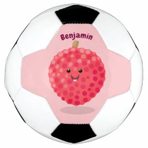 Cute pink lychee cartoon illustration football