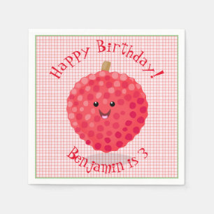 Cute pink lychee cartoon illustration napkin