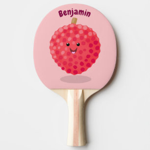 Cute pink lychee cartoon illustration ping pong paddle