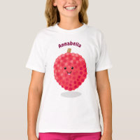 Cute pink lychee cartoon illustration