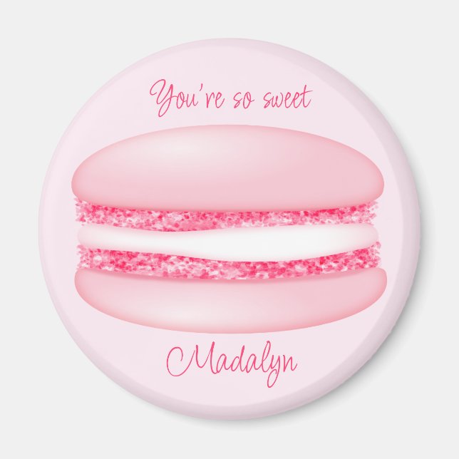 cute pink macaron so sweet girls name magnet (Front)