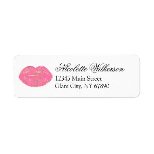 Cute Pink Makeup Lip Gloss Return Address