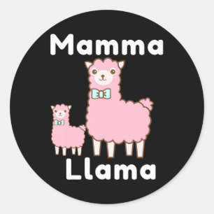 Cute Pink Mamma Llama Novelty Funny Llama Classic Round Sticker