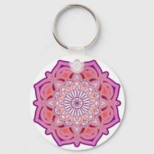 Cute Pink Mandala    Key Ring