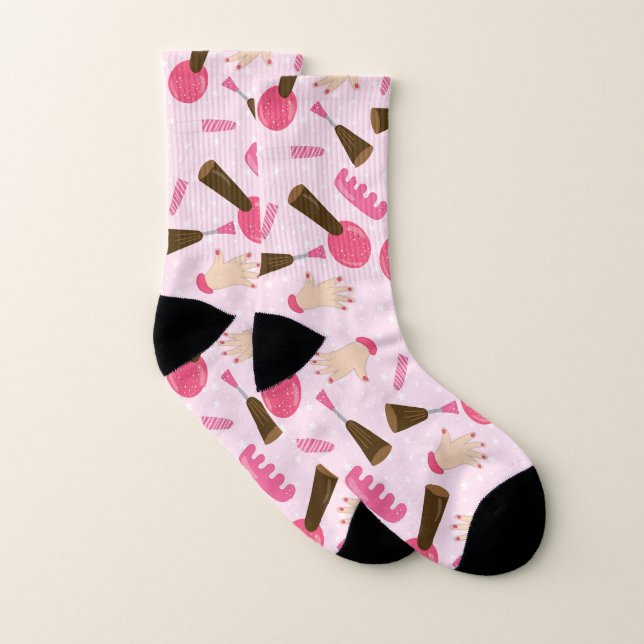 Cute Pink Manicure Socks (Pair)