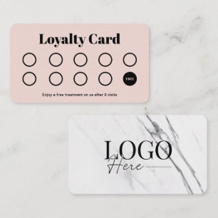 Cute Pink Marble Salon Customer Loyalty Punch Card