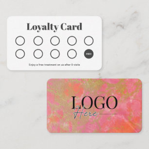 Cute Pink Marble Salon Customer Loyalty Punch Card