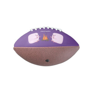 Cute pink marshmallows by camp fire cartoon american football