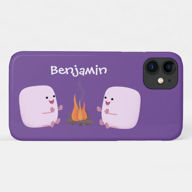 Cute pink marshmallows by camp fire cartoon Case-Mate iPhone case (Back (Horizontal))