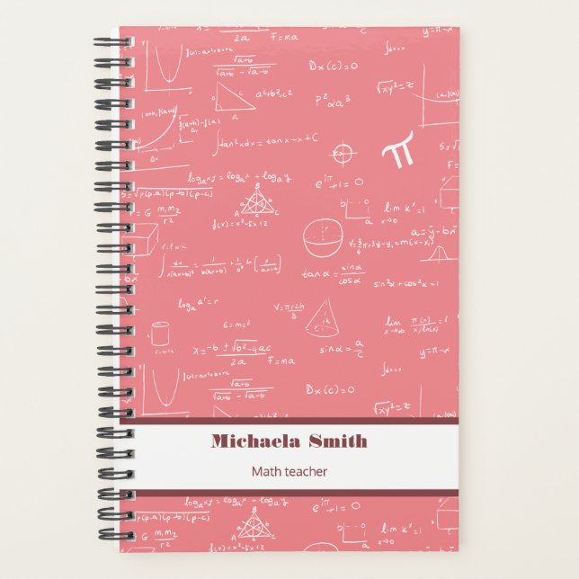 Cute Pink Math Equations Formulas Planner (Front)