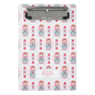 Cute Pink Matryoshka Nesting Doll Mini Clipboard