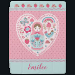 Cute Pink Matryoshka Russian Doll iPad Smart Cover<br><div class="desc">A cute matryoshka Russian nesting doll decorates this Ipad Smart Cover. The matryoshka is in a heart shape with birds , butterflies and flowers. Cute for back to school. Personalise it with your name. Designed for you by Blackberry Boulevard.</div>
