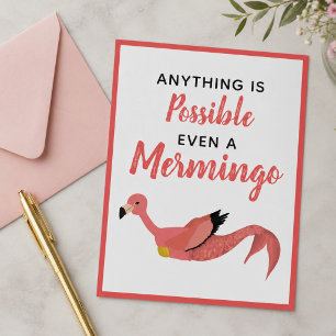 Cute Pink Mermaid Flamingo Inspirational Quote Postcard