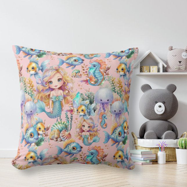 Cute Pink Mermaid Pillow (Creator Uploaded)