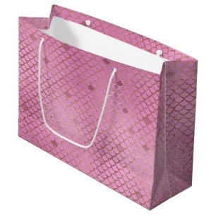 Cute Pink Mermaid Scales for a Birthday Party Large Gift Bag