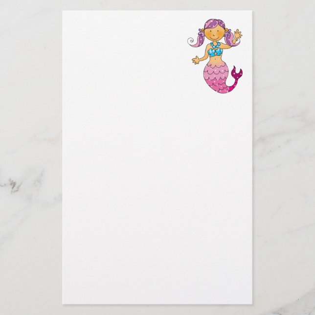 Cute pink mermaid stationery (Front)