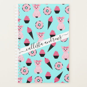 Cute Pink Mint Piggy Doughnut Ice Cream Cone Patte Planner