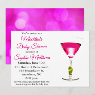 Cute Pink Mocktails Baby Shower Invitation