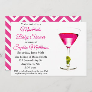 Cute Pink Mocktails Baby Shower Invitation