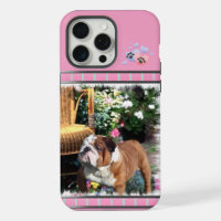 Cute Pink Modern English Bulldog Dog Art