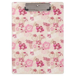 Cute pink modern flowers pattern clipboard