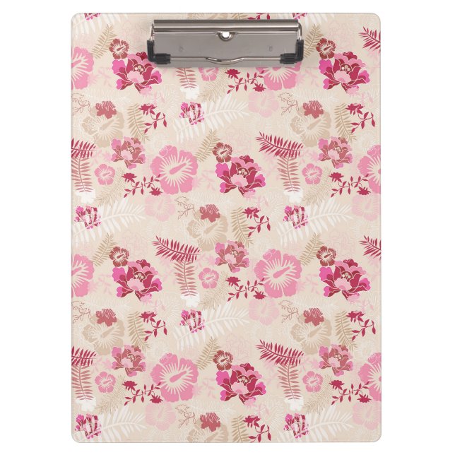 Cute pink modern flowers pattern clipboard (Front)