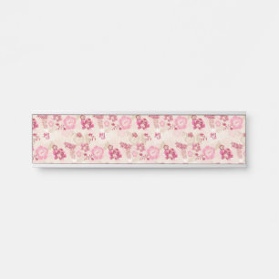 Cute pink modern flowers pattern door sign