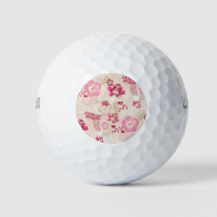 Cute pink modern flowers pattern golf balls