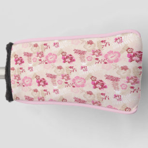 Cute pink modern flowers pattern golf head cover