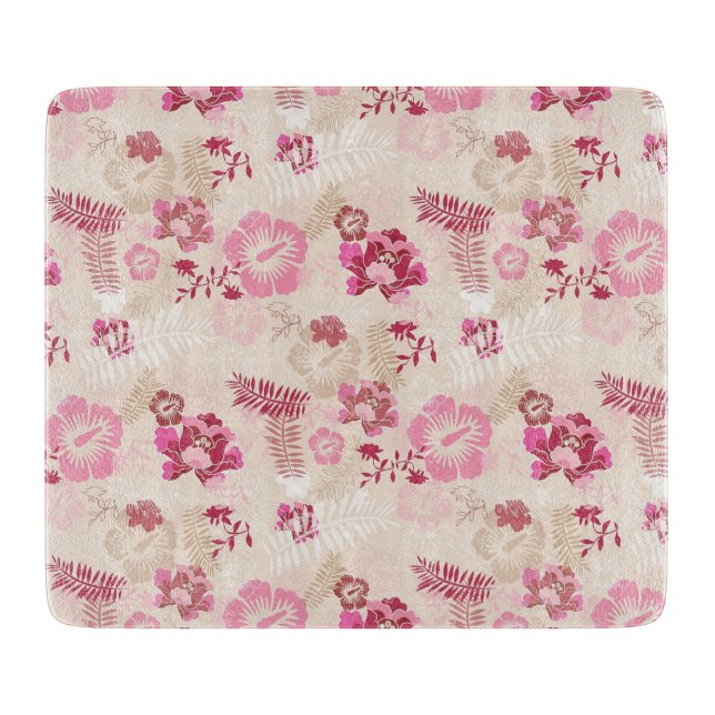 Cute pink modern flowers pattern High-Top sneakers Cutting Board (Front)