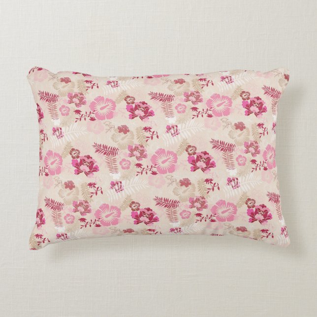 Cute pink modern flowers pattern High-Top sneakers Decorative Cushion (Front)