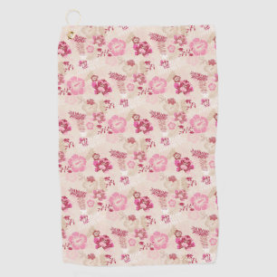 Cute pink modern flowers pattern High-Top sneakers Golf Towel