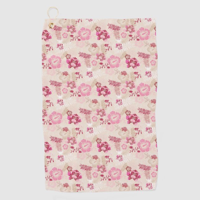 Cute pink modern flowers pattern High-Top sneakers Golf Towel (Front)