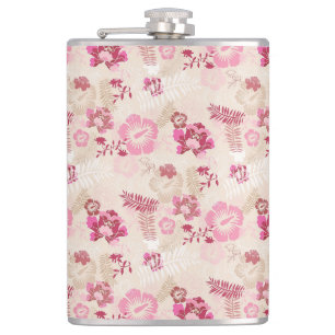 Cute pink modern flowers pattern High-Top sneakers Hip Flask